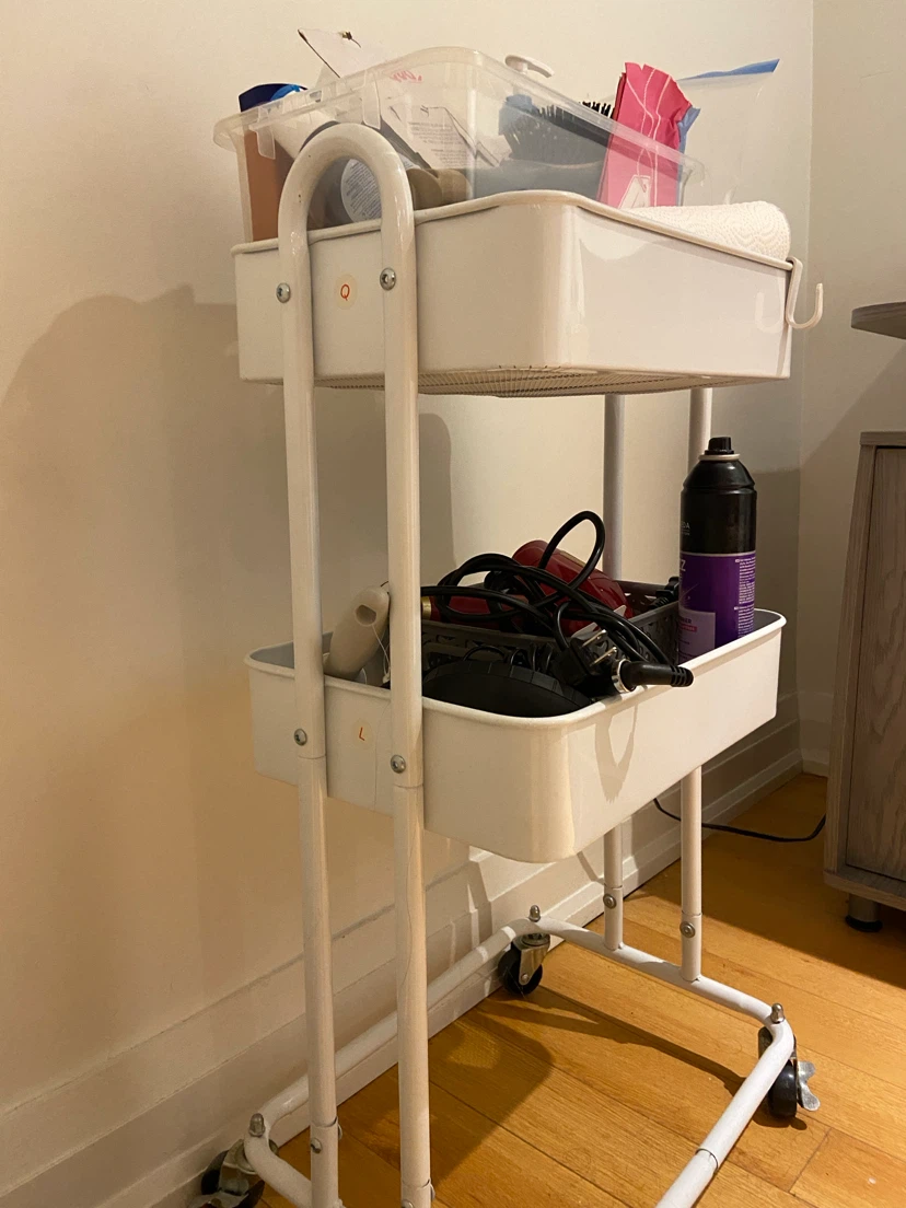 White 2-Tier Rolling Storage Cart - photo 2