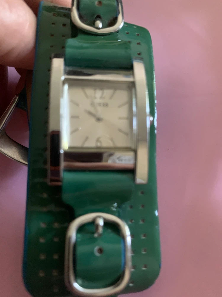 Guess Women's Watch - Green Leather Cuff