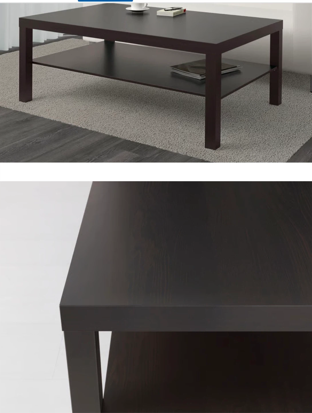 IKEA Black Coffee Table with Shelf - photo 5