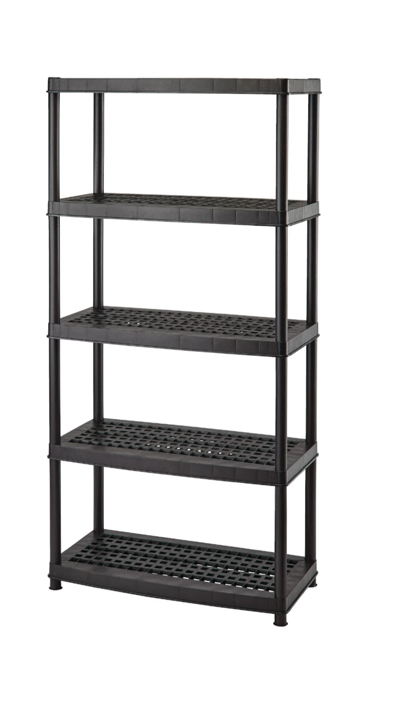 Black 5-Tier Plastic Shelving Unit