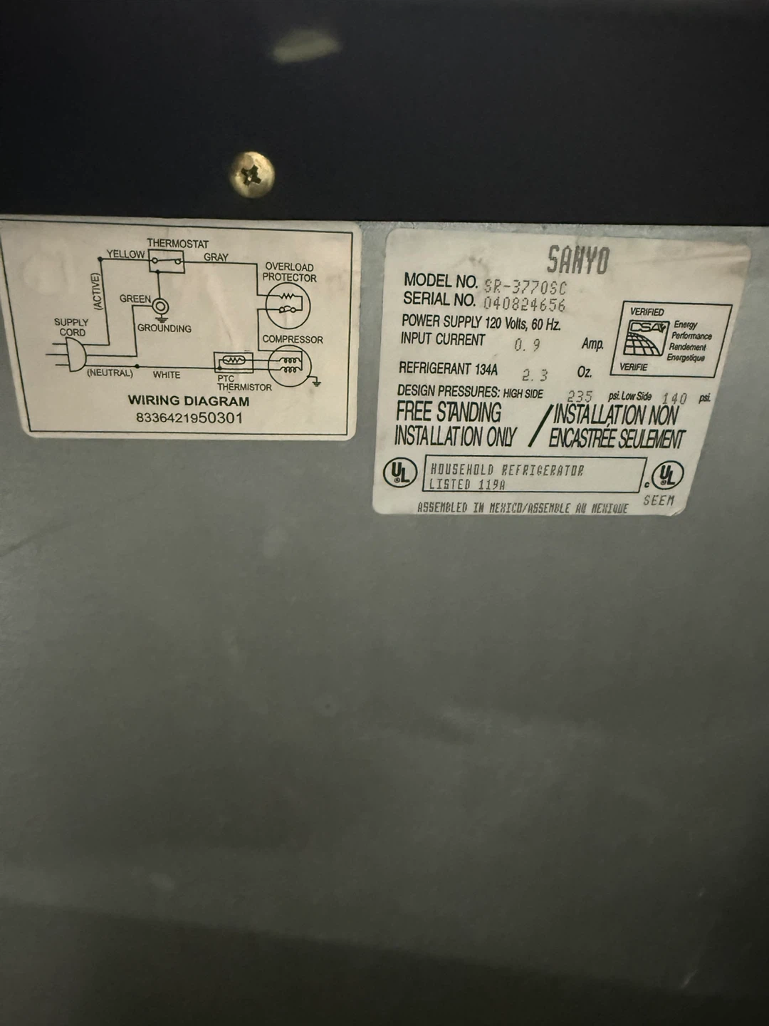 Sanyo SR-3770SC Mini Fridge - photo 5
