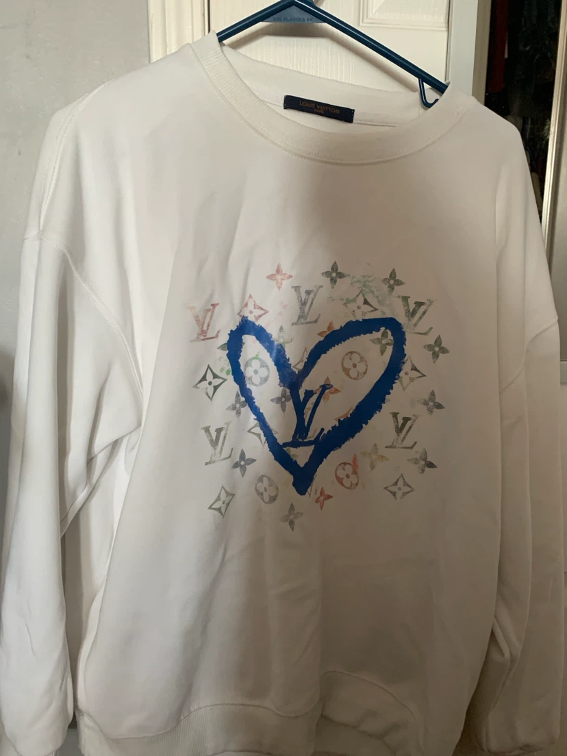White Sweatshirt with Heart Logo