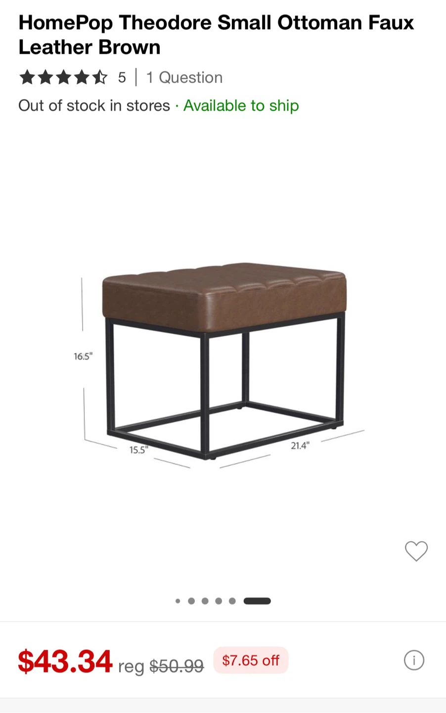 •p/u by 9/17• HomePop Theodore Small Ottoman (2-Pack) - photo 3