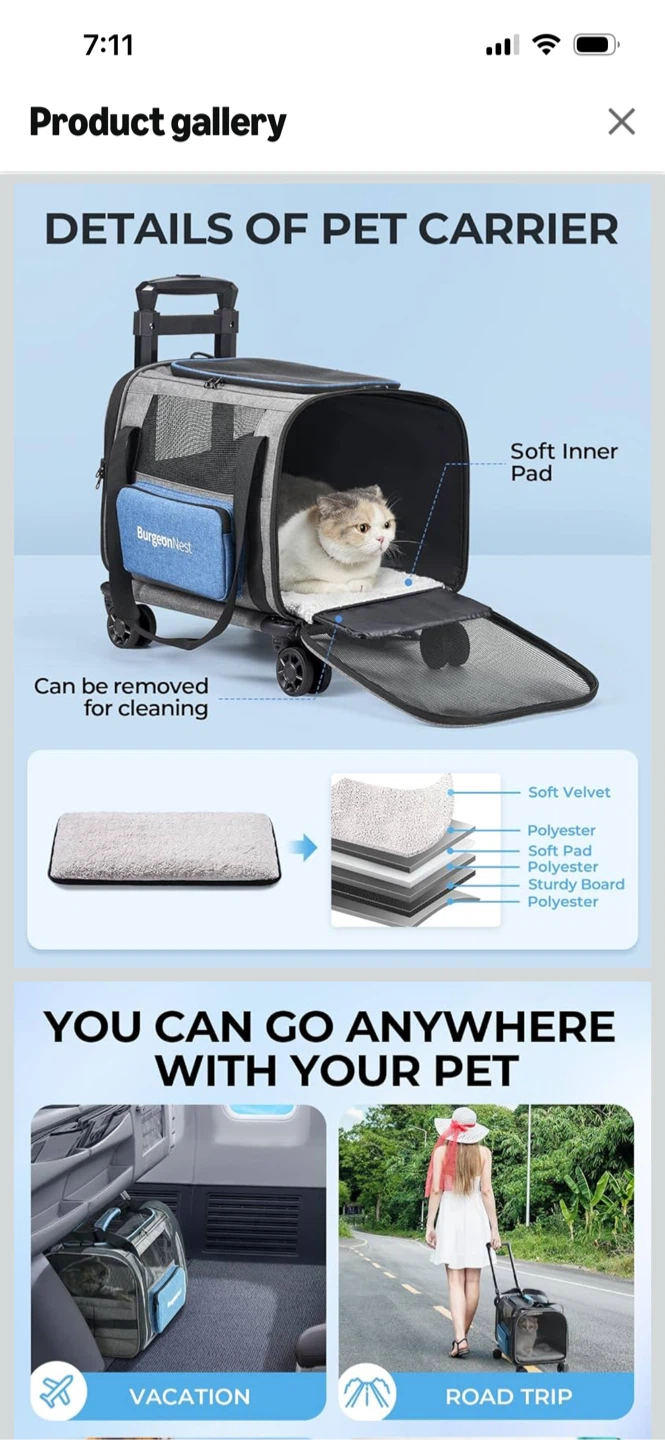 New-BurgeonNest Pet Carrier with Wheels-Medium