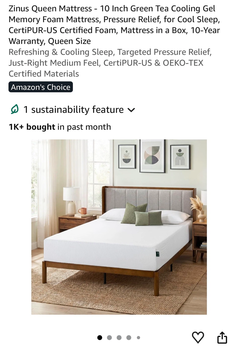 Zinus Queen Mattress + optional bed frame - photo 3