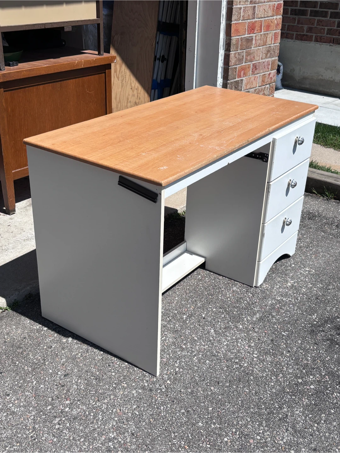 Wood and White Desk with Drawers - photo 2