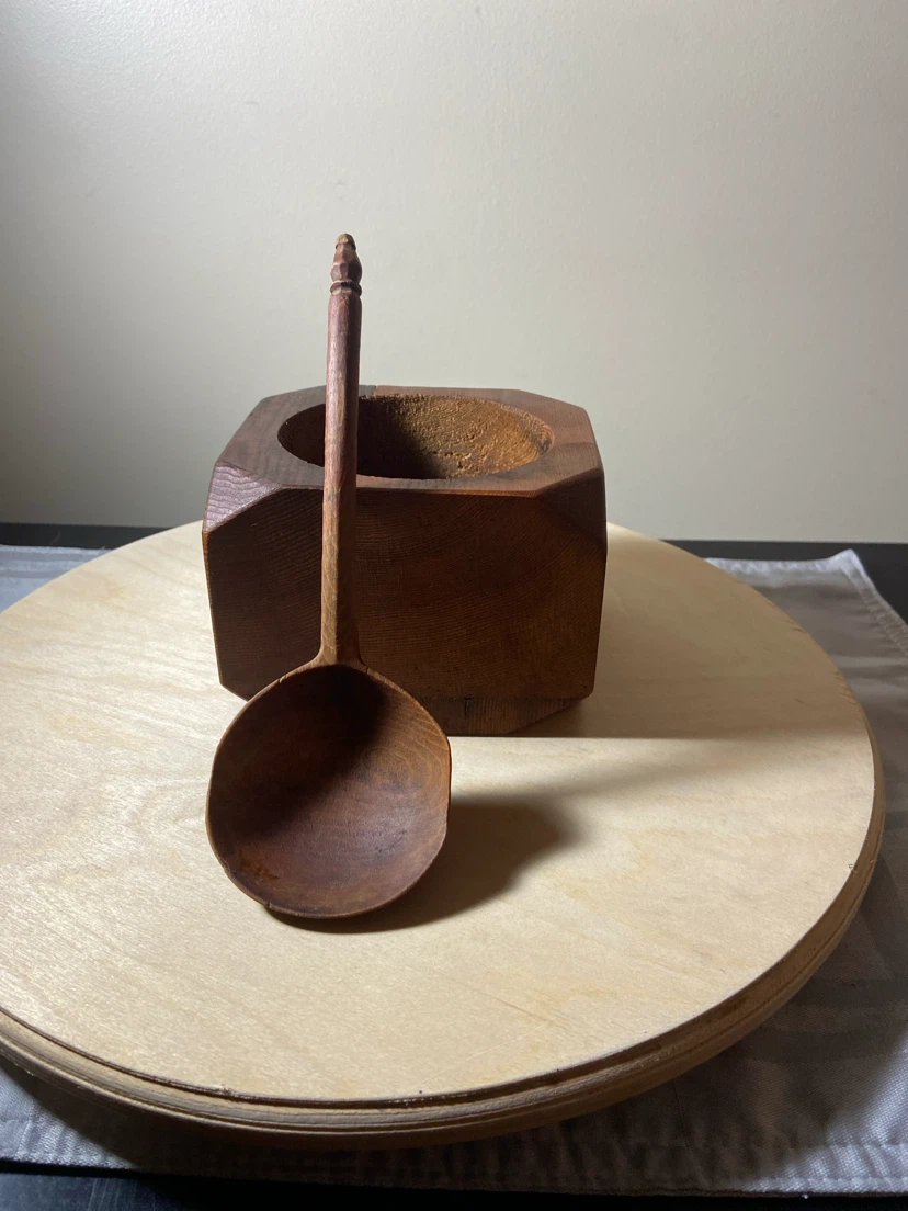 Hand Crafted Wood Bowl with Spoon by Lottes Alberta