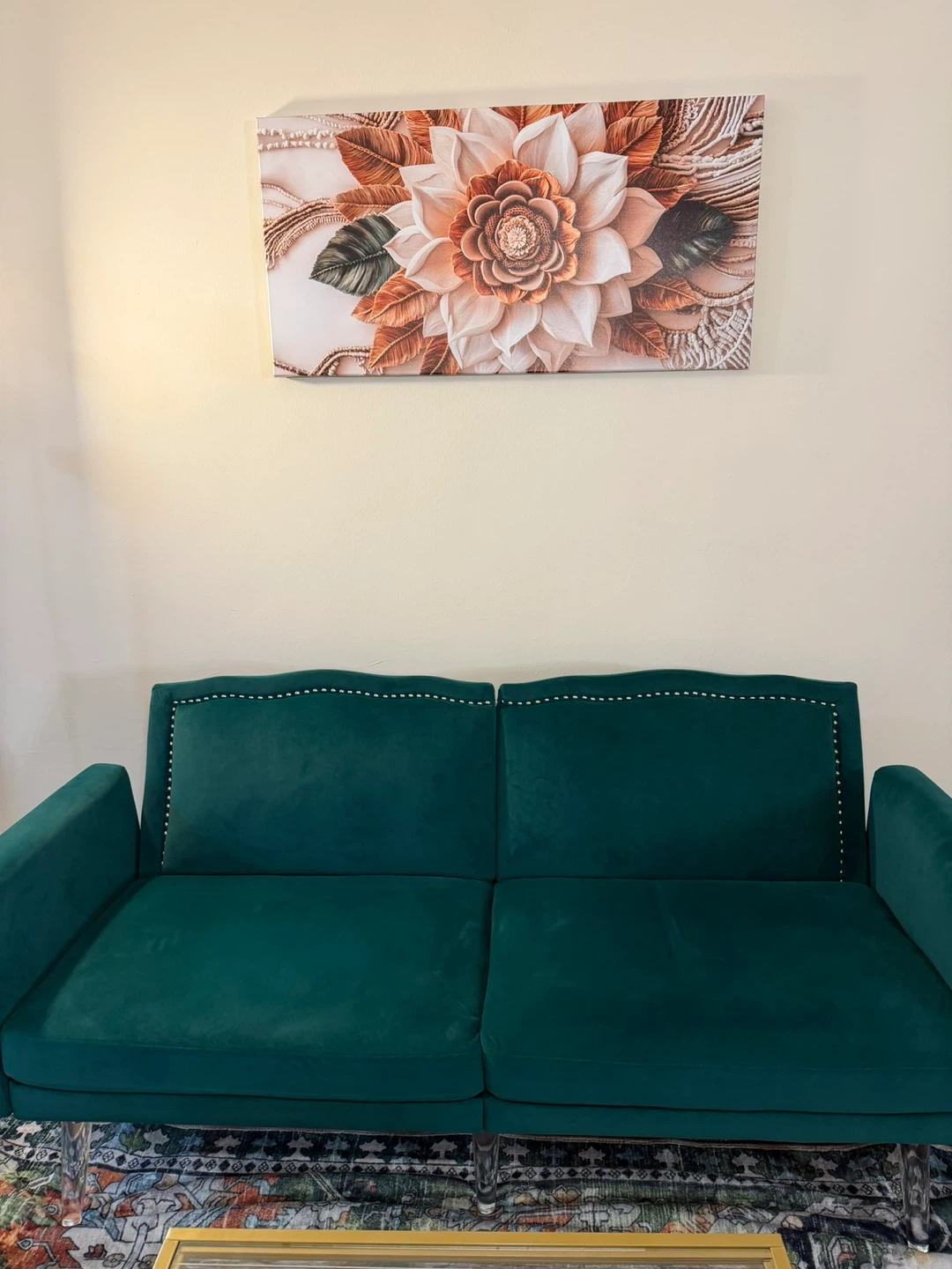 Emerald Green Velvet Futon Couch