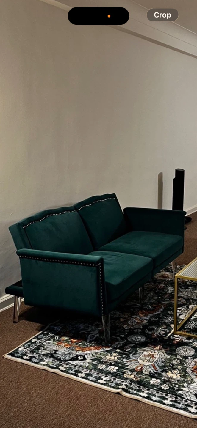Emerald Green Velvet Futon Couch - photo 2