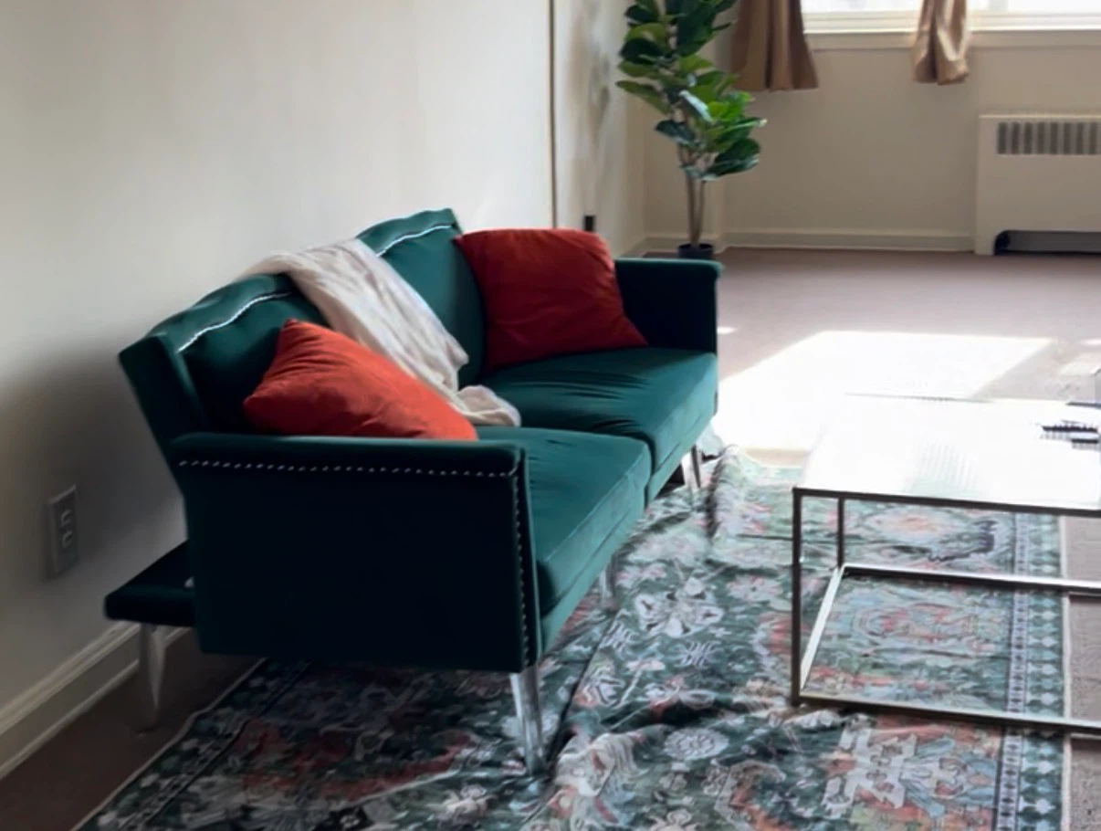 Emerald Green Velvet Futon Couch - photo 4