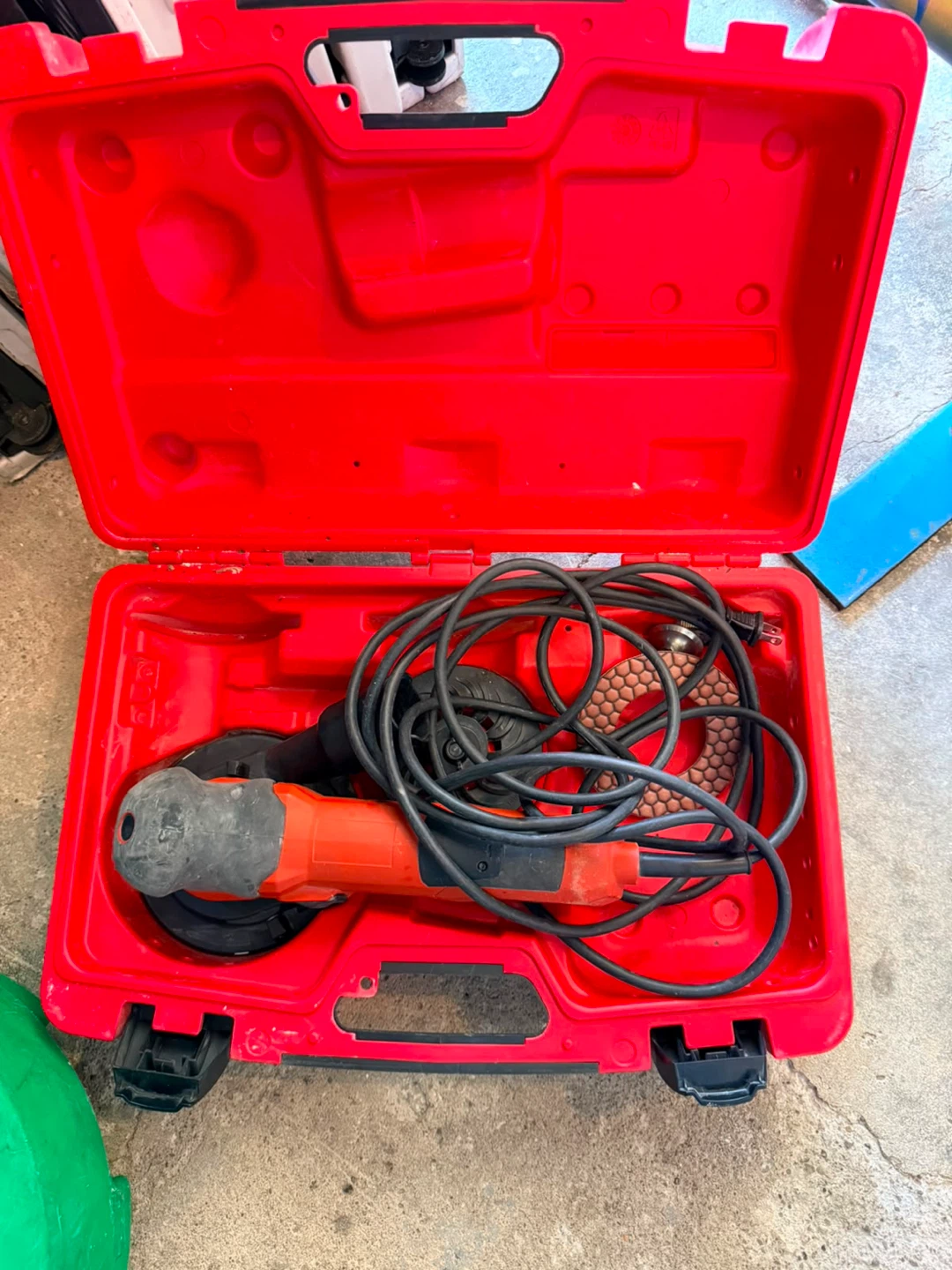 Orange Angle Grinder with Case