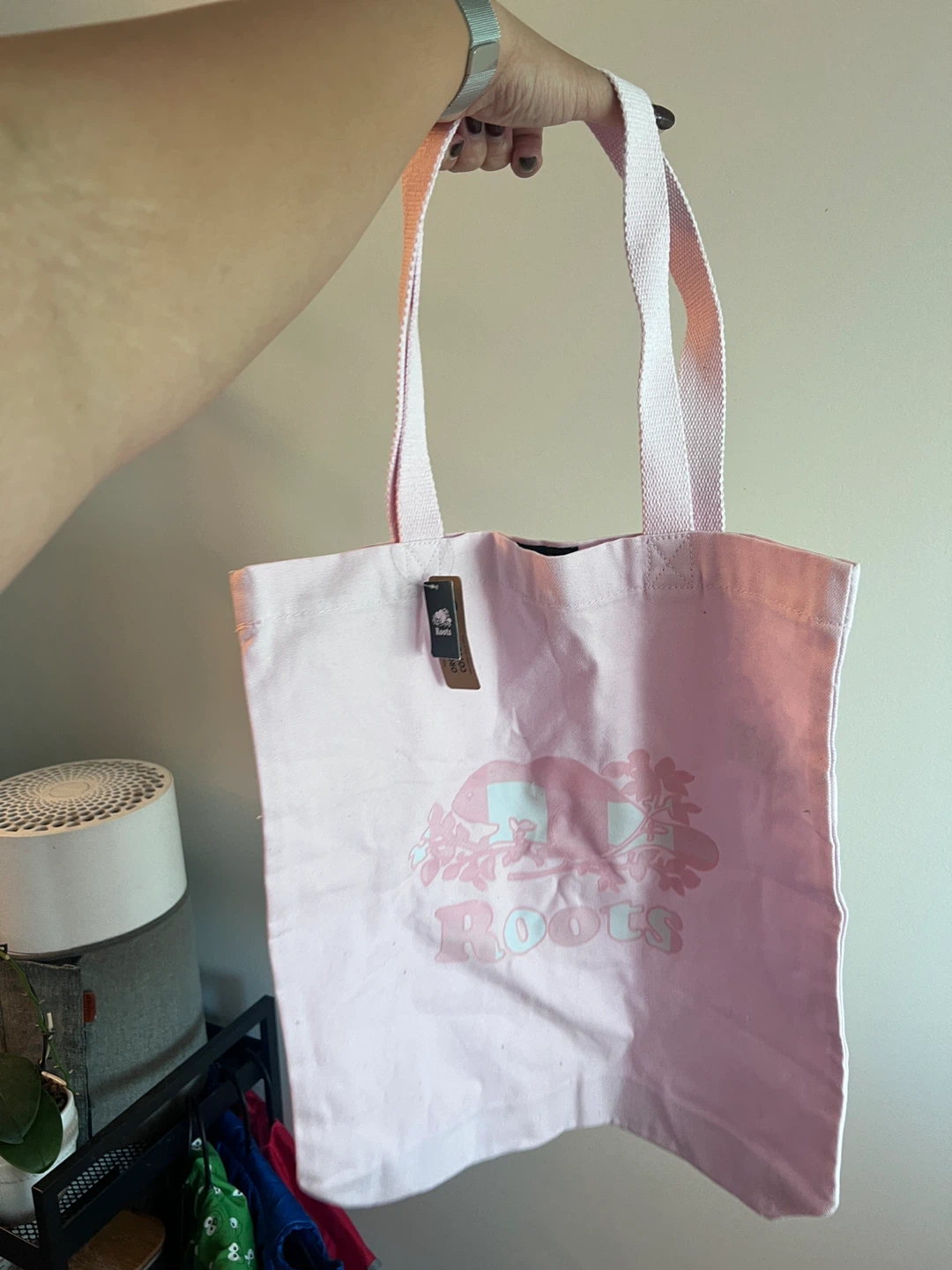 Roots Pink Canvas Tote Bag