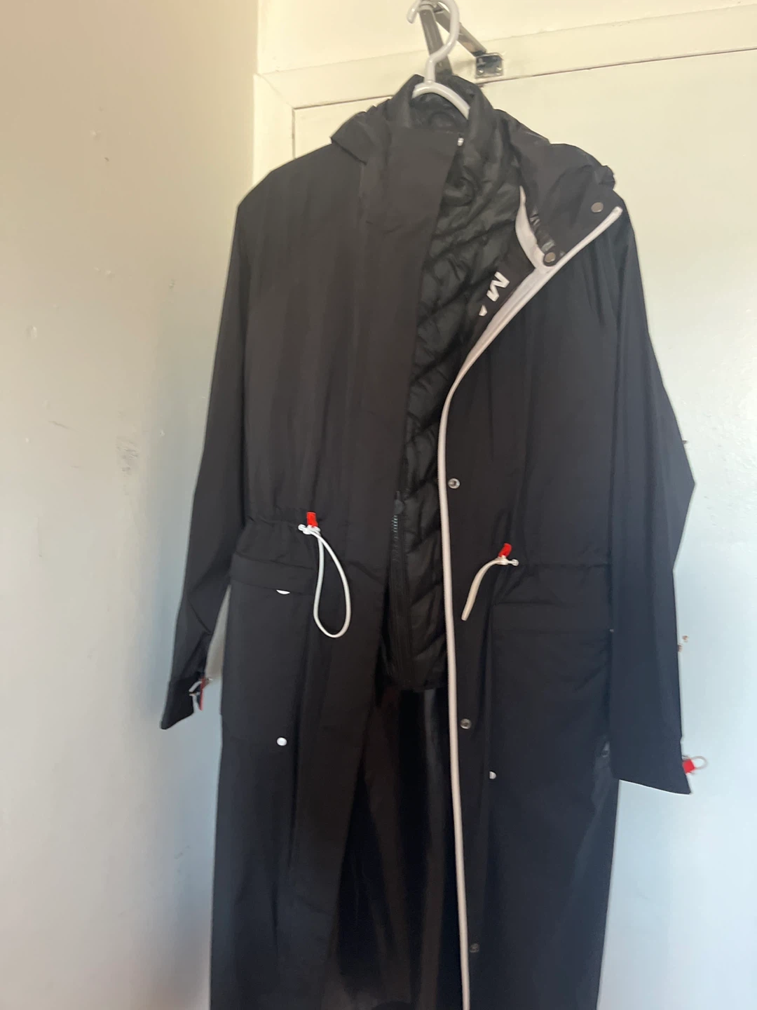 Black Long Parka with Detachable Puffer