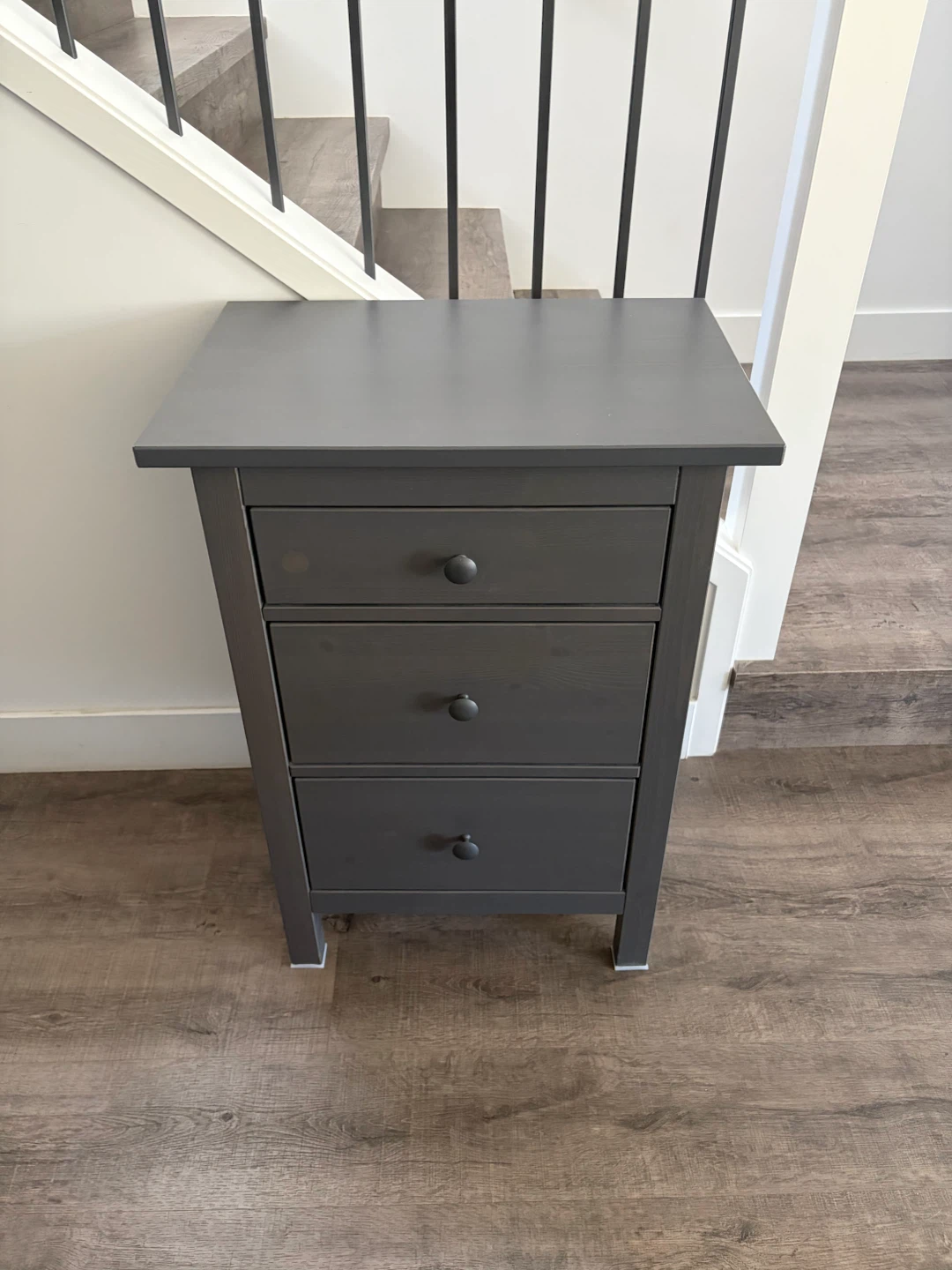 IKEA HEMNES grey nightstand with 3 drawers