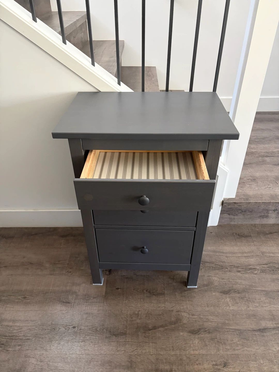 IKEA HEMNES grey nightstand with 3 drawers - photo 2