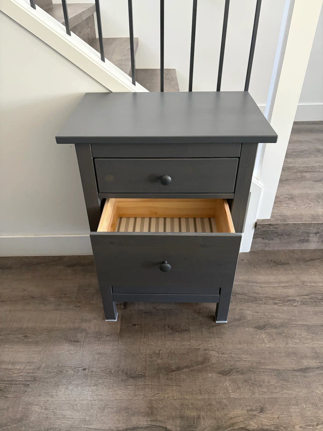 IKEA HEMNES grey nightstand with 3 drawers - photo 3