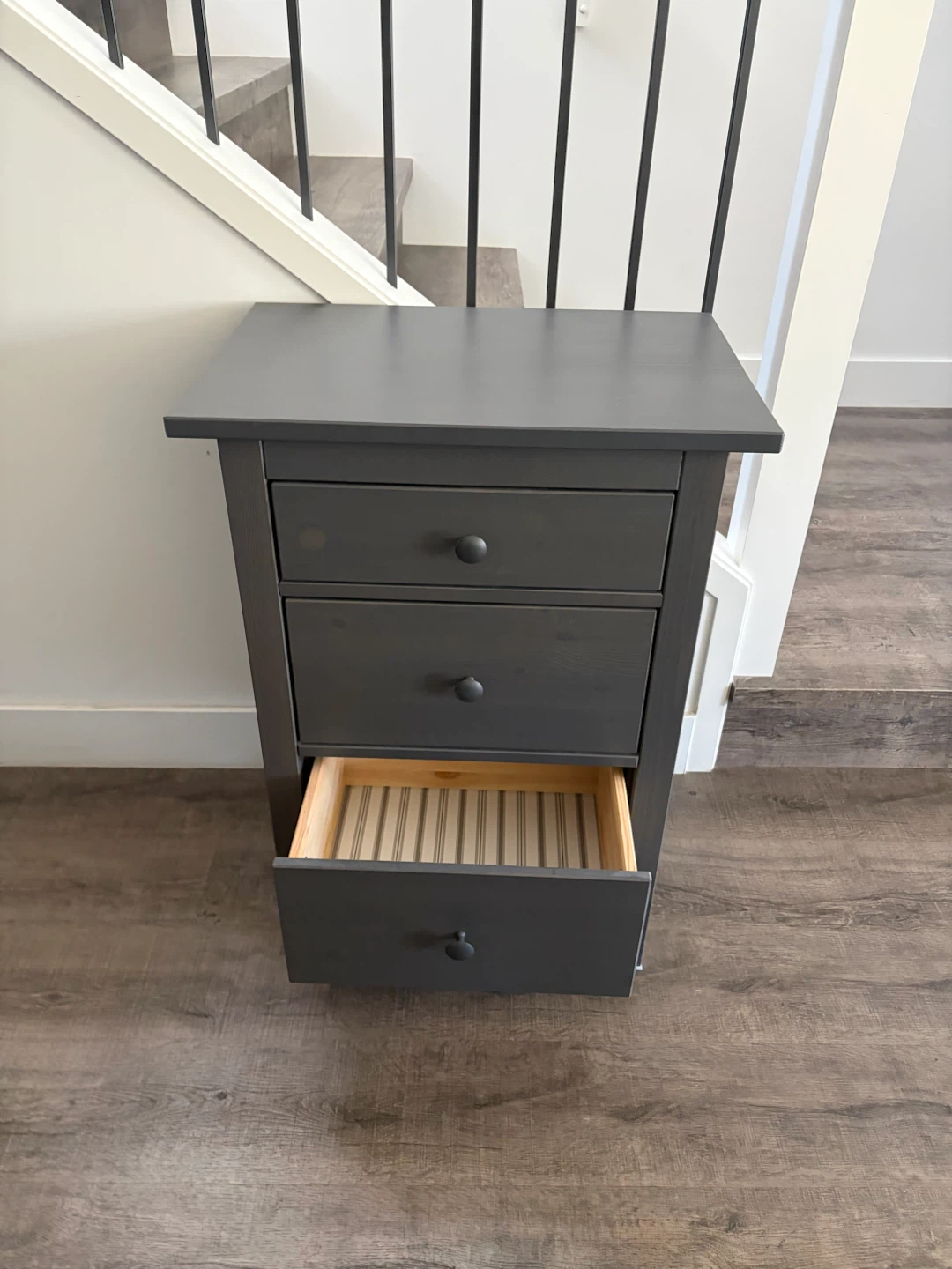 IKEA HEMNES grey nightstand with 3 drawers - photo 4