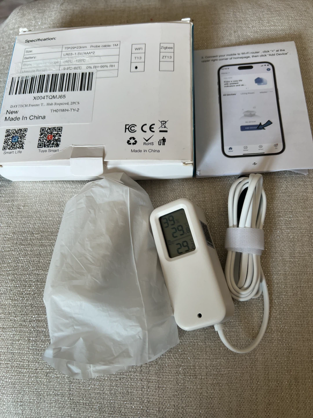 2 Packs Temperature & Humidity Sensor with External Probe - photo 4