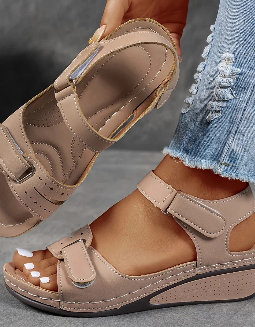 Women's Beige Comfort Sandals