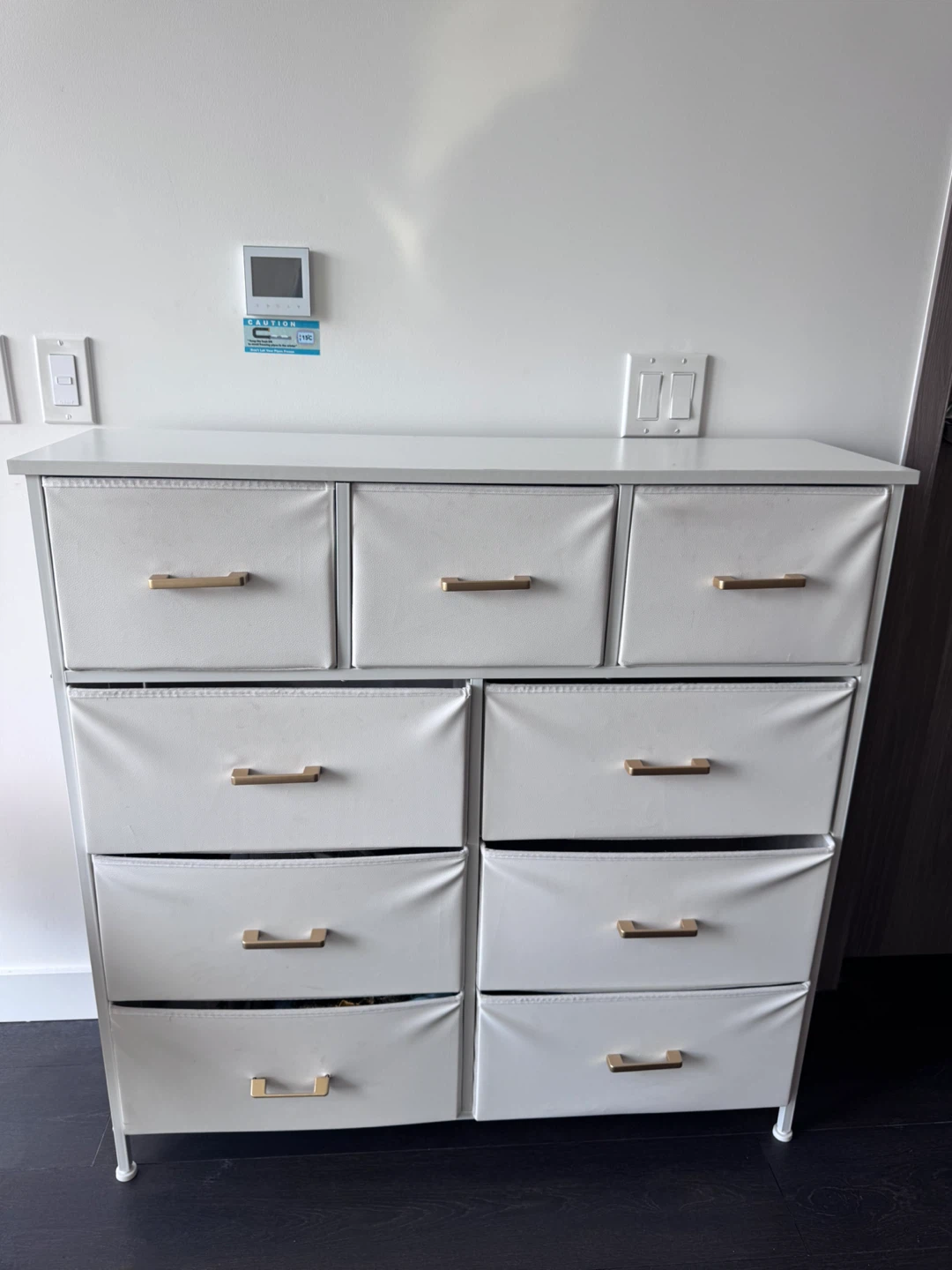 White 9-Drawer Fabric Dresser