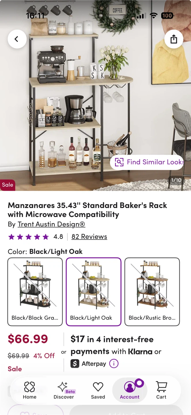 35.43" Standard Baker's Rack with Microwave Compatibility - photo 2
