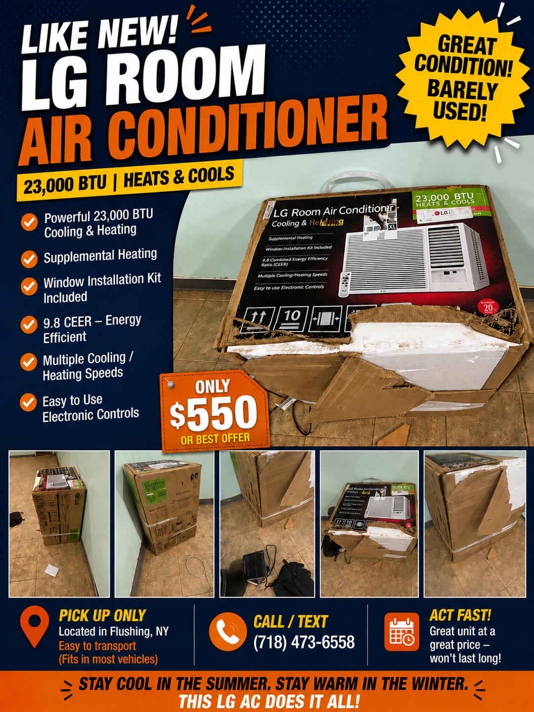 LG 23,000 air conditioning + heating combo for sale