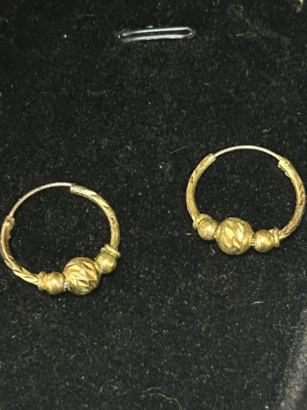 10k Gold Hoop Earrings with Beads