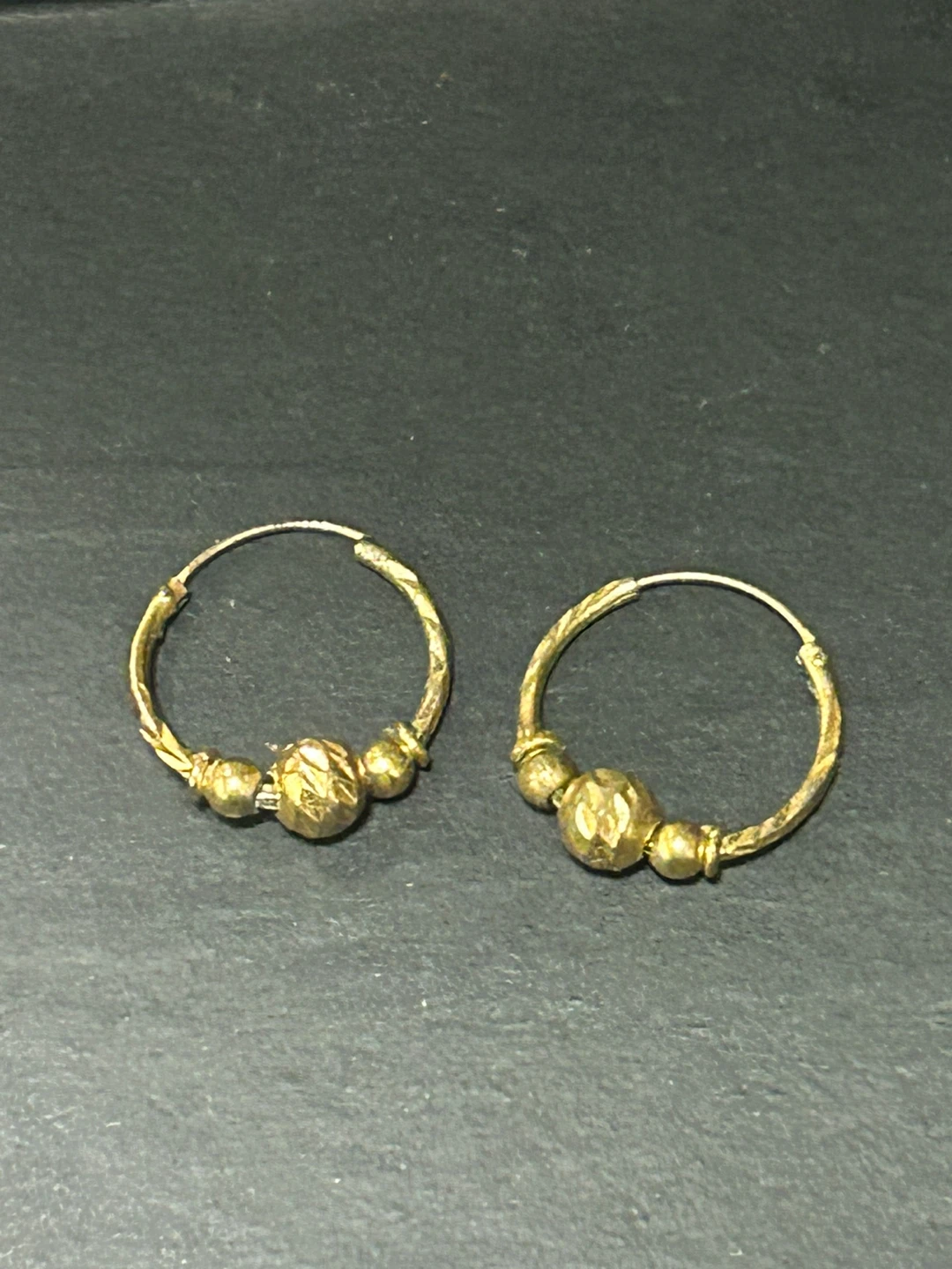 10k Gold Hoop Earrings with Beads - photo 2