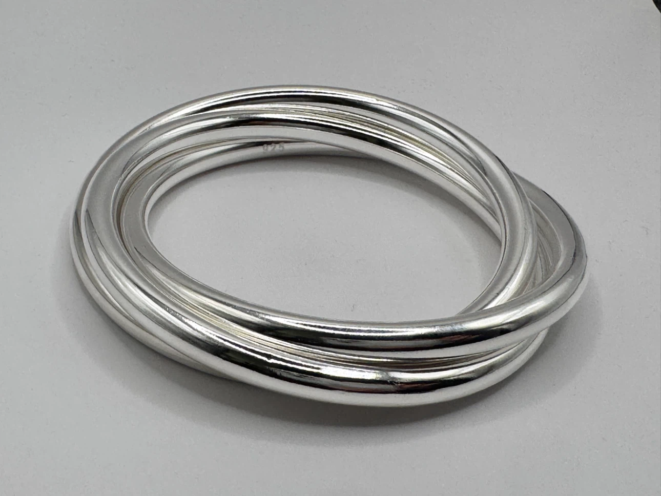Sterling Silver 925 Interlocking Bangle Set - photo 3