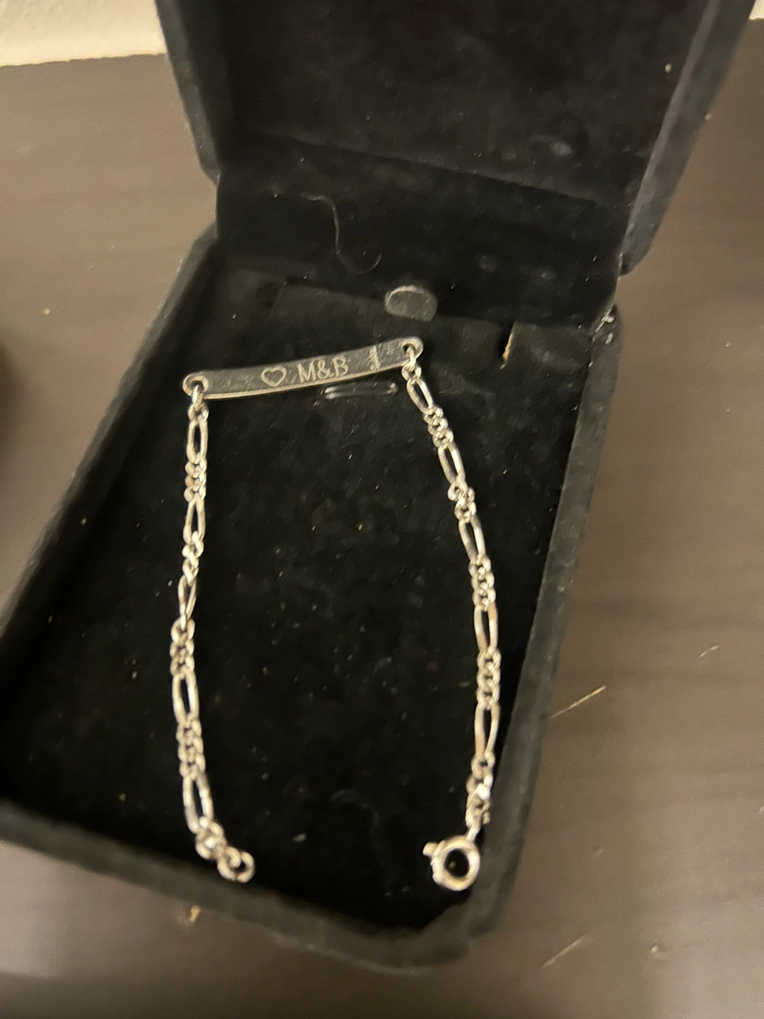 Silver Figaro Chain Bracelet with ID Bar - photo 2