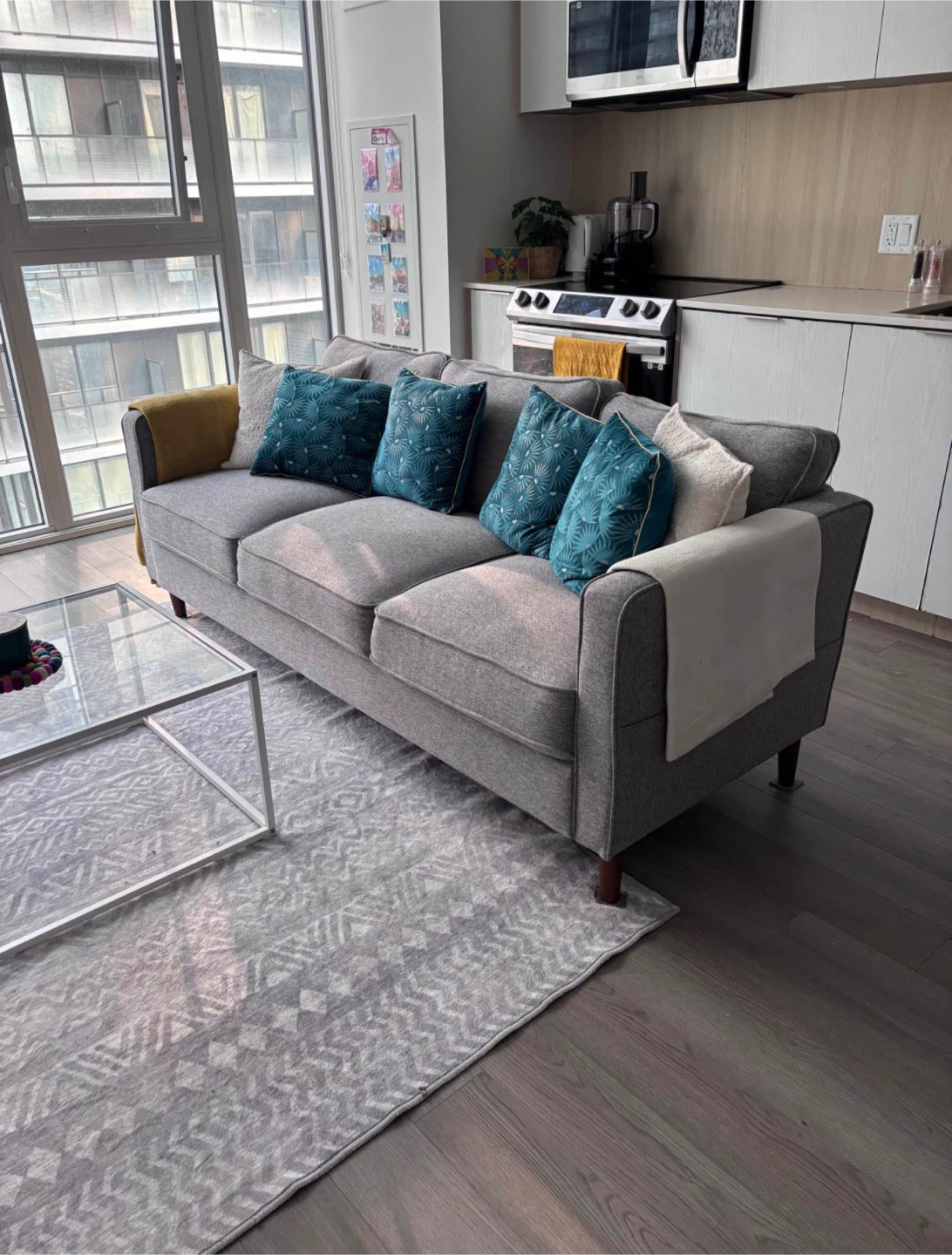 Mid-Century Modern Grey 3-Seater Sofa /  Couch