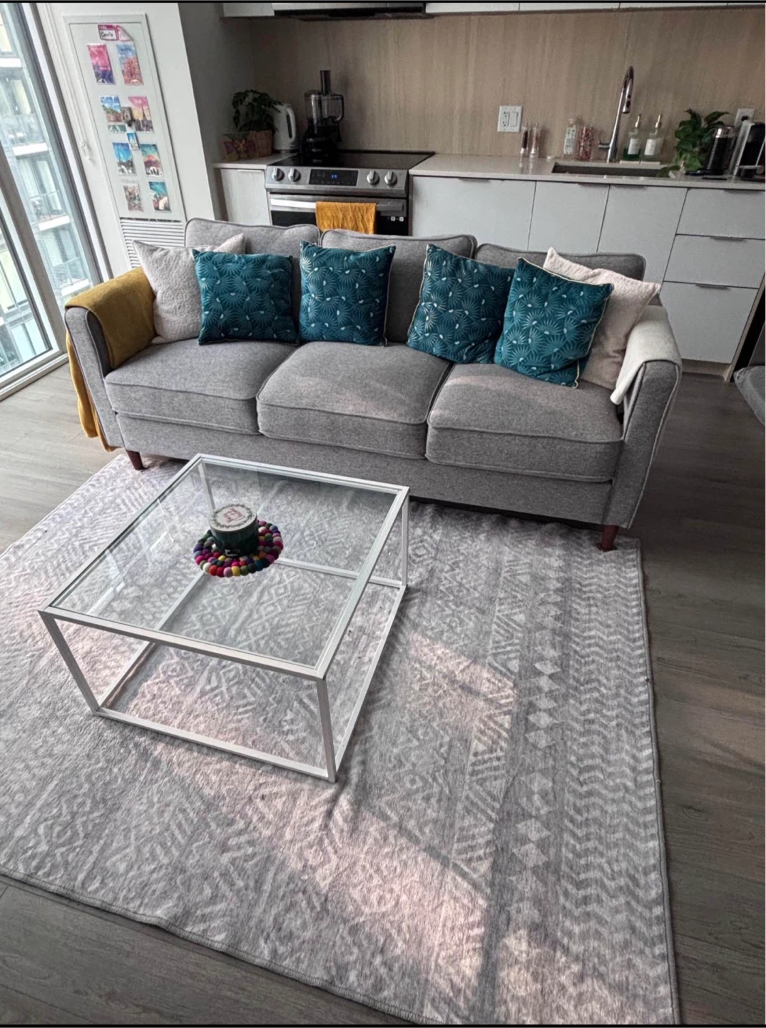Mid-Century Modern Grey 3-Seater Sofa /  Couch - photo 2