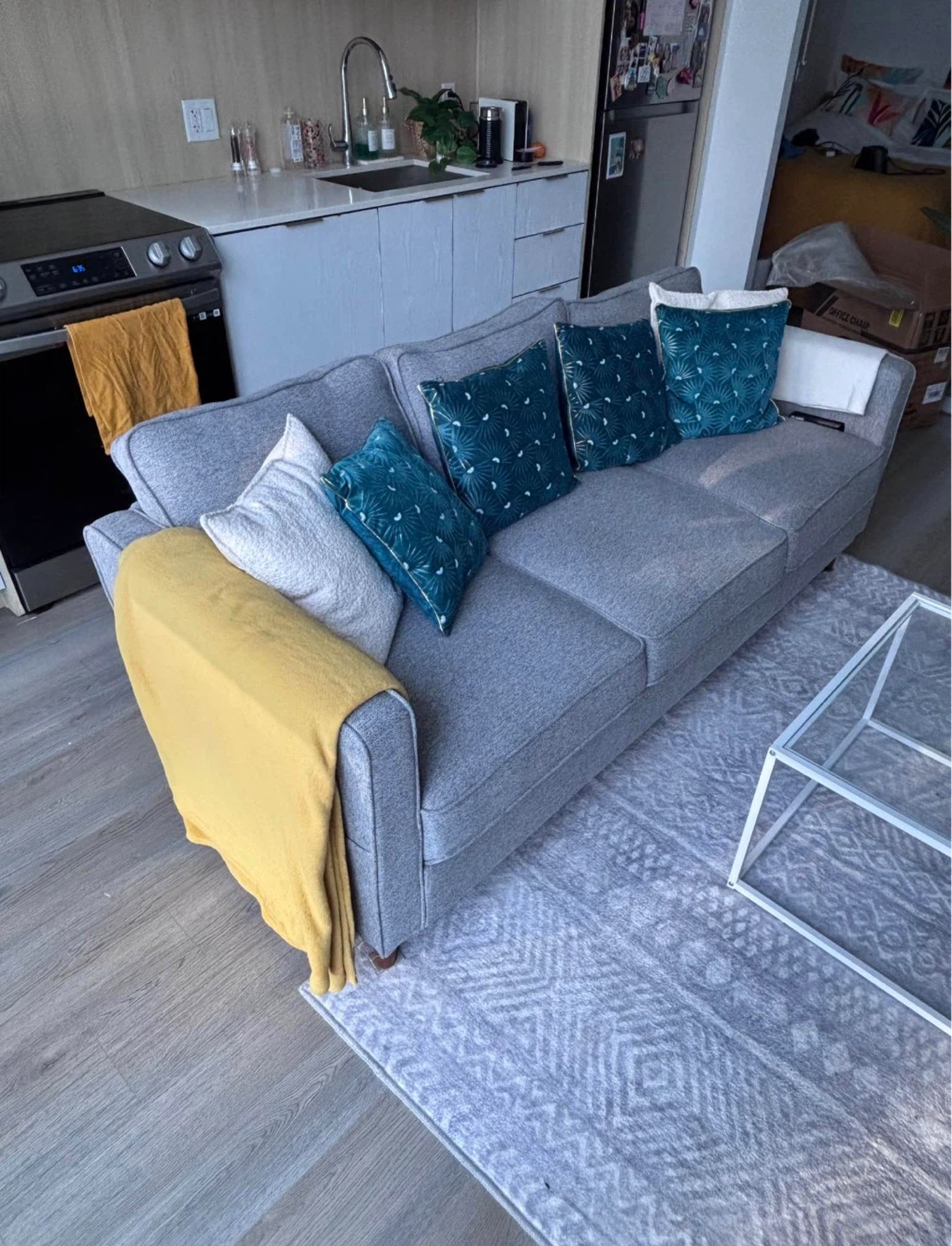 Mid-Century Modern Grey 3-Seater Sofa /  Couch - photo 3