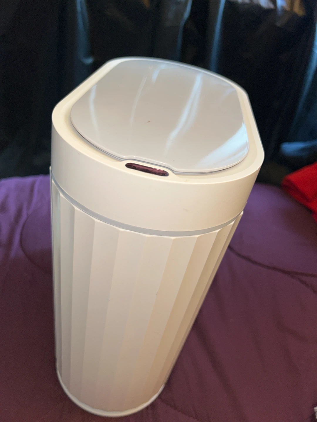 Mini Oval White Automatic Trash Can