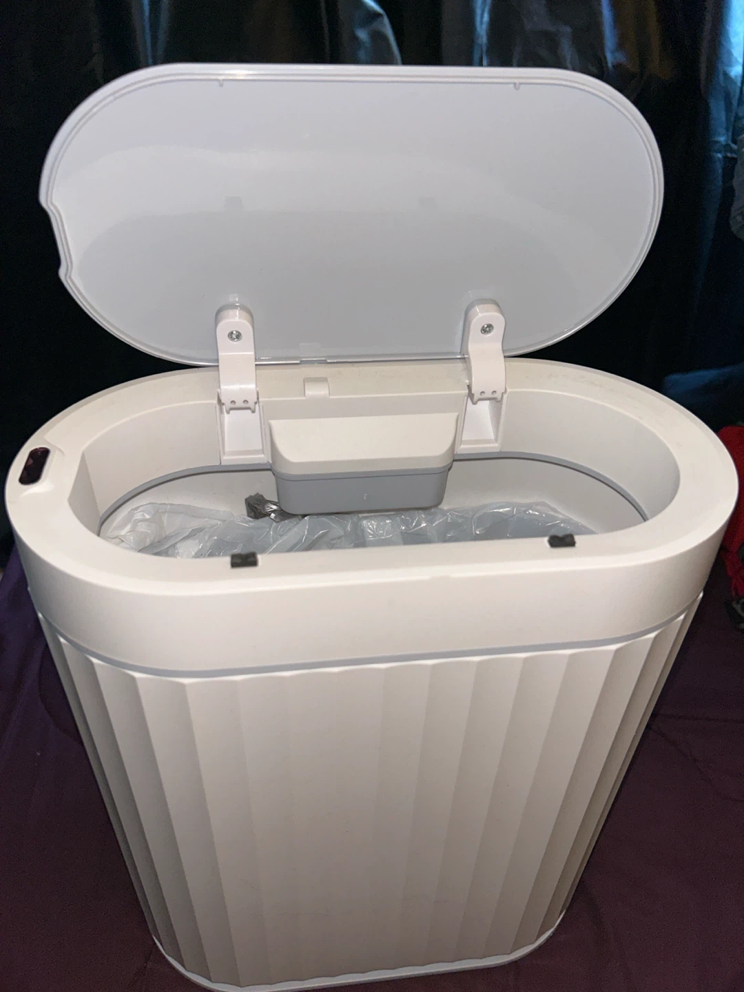 Mini Oval White Automatic Trash Can - photo 2