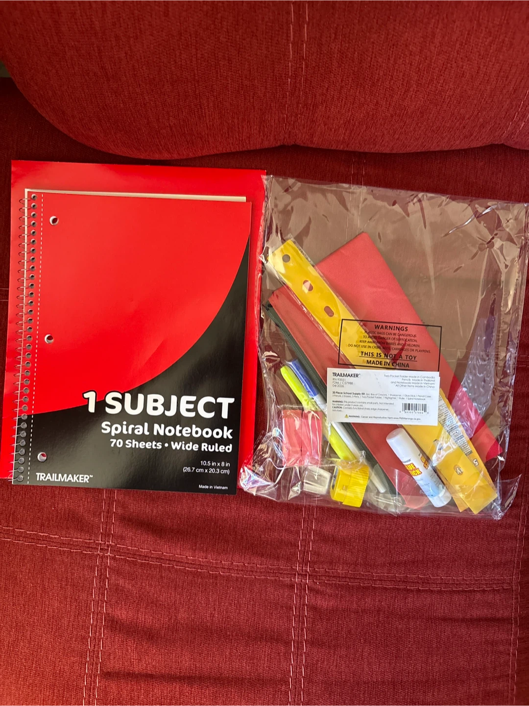 TRAILMAKER Red Backpack and School Supplies Set - photo 3