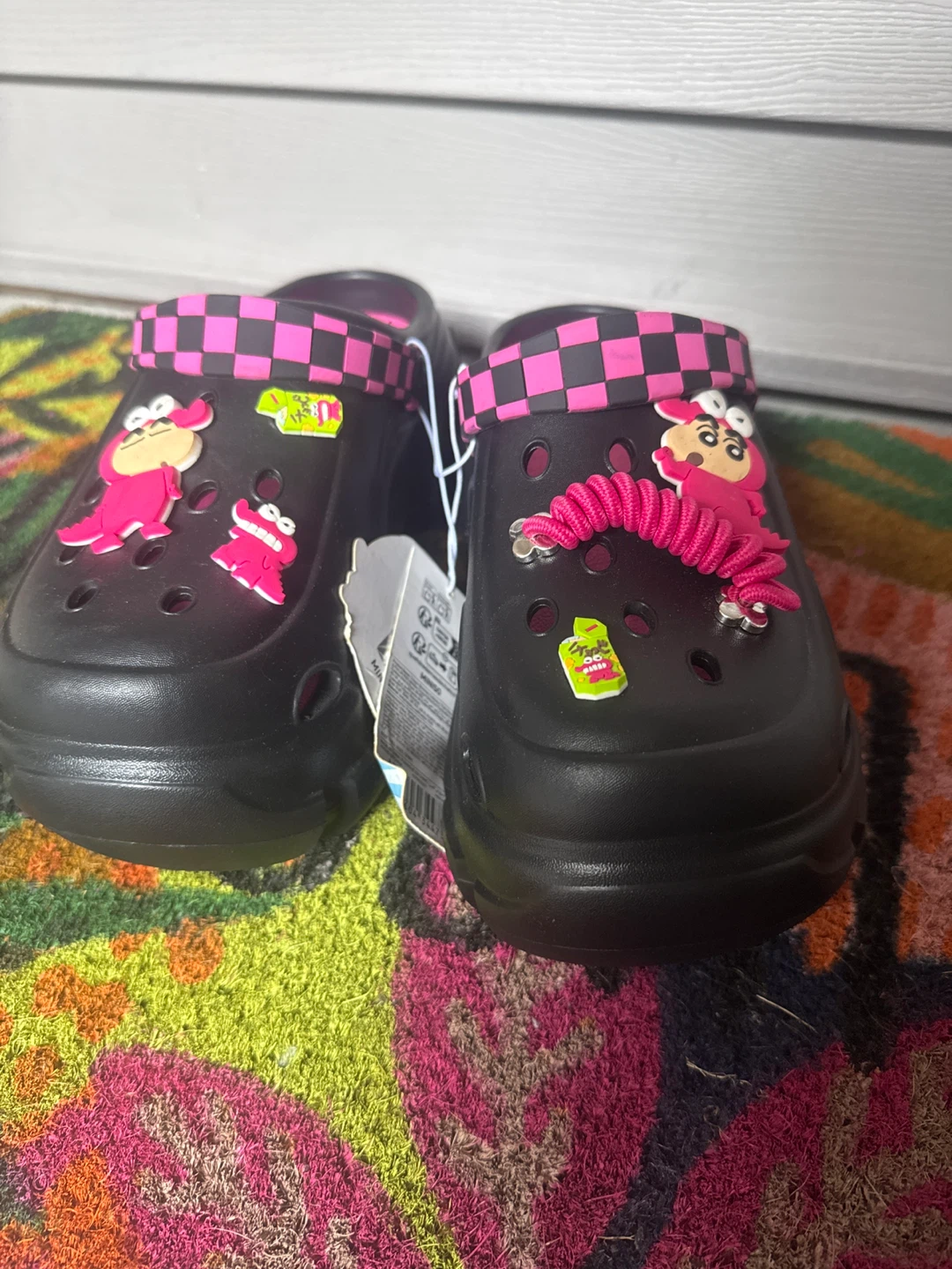 Black Platform Crocs with Pink Accents - photo 2