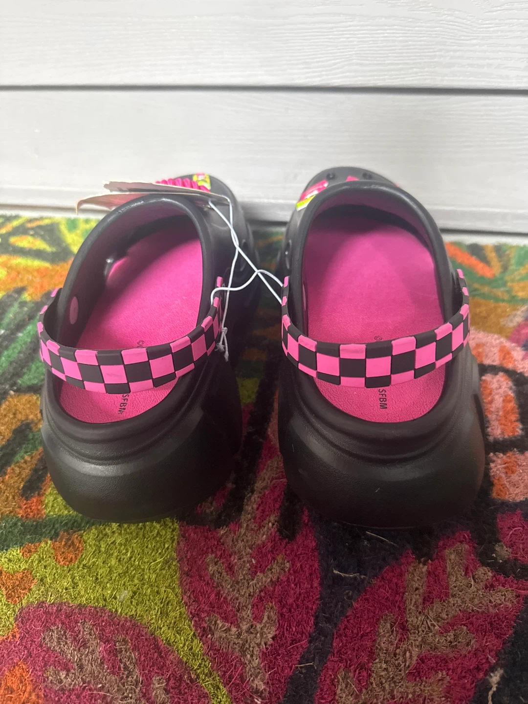 Black Platform Crocs with Pink Accents - photo 5