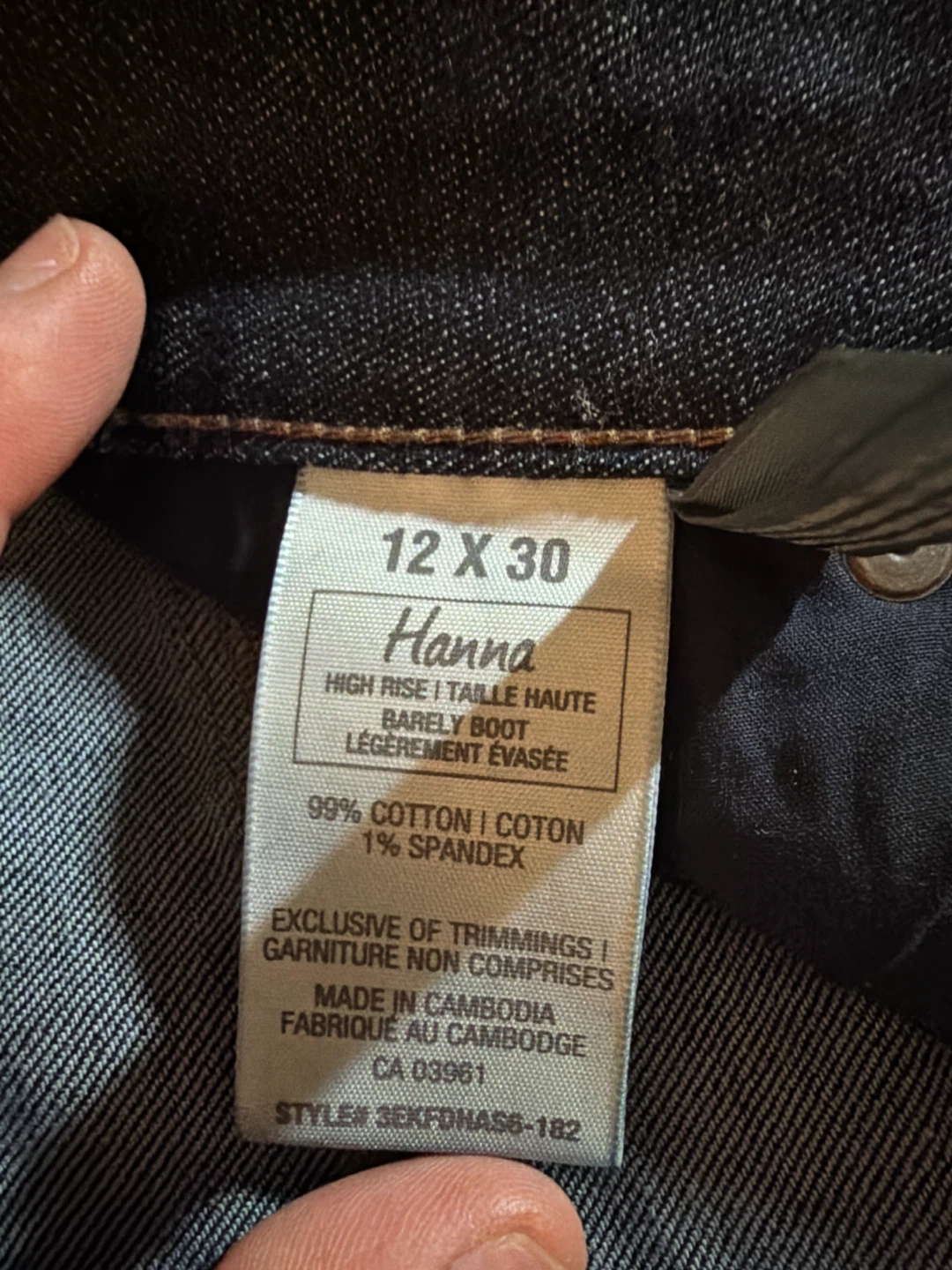 Hanna DenverHayes High Rise Barely Boot Jeans Size 12x30 - photo 2