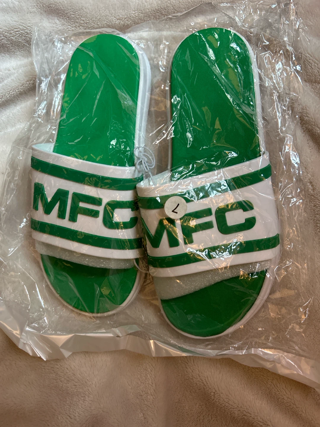 MFC Slides Sandals Green White Size 7