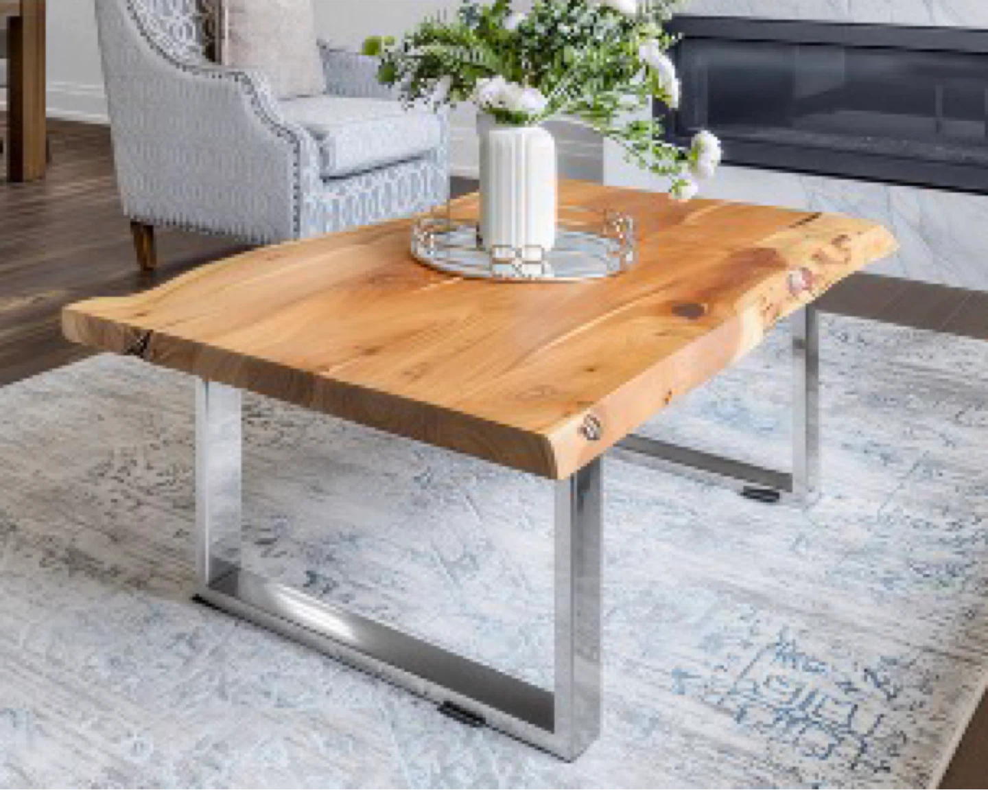 Live Edge Coffee Table with Metal Legs