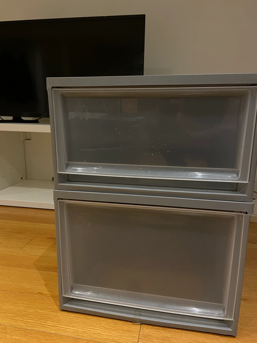 Grey Plastic Storage Drawers - Set of 2