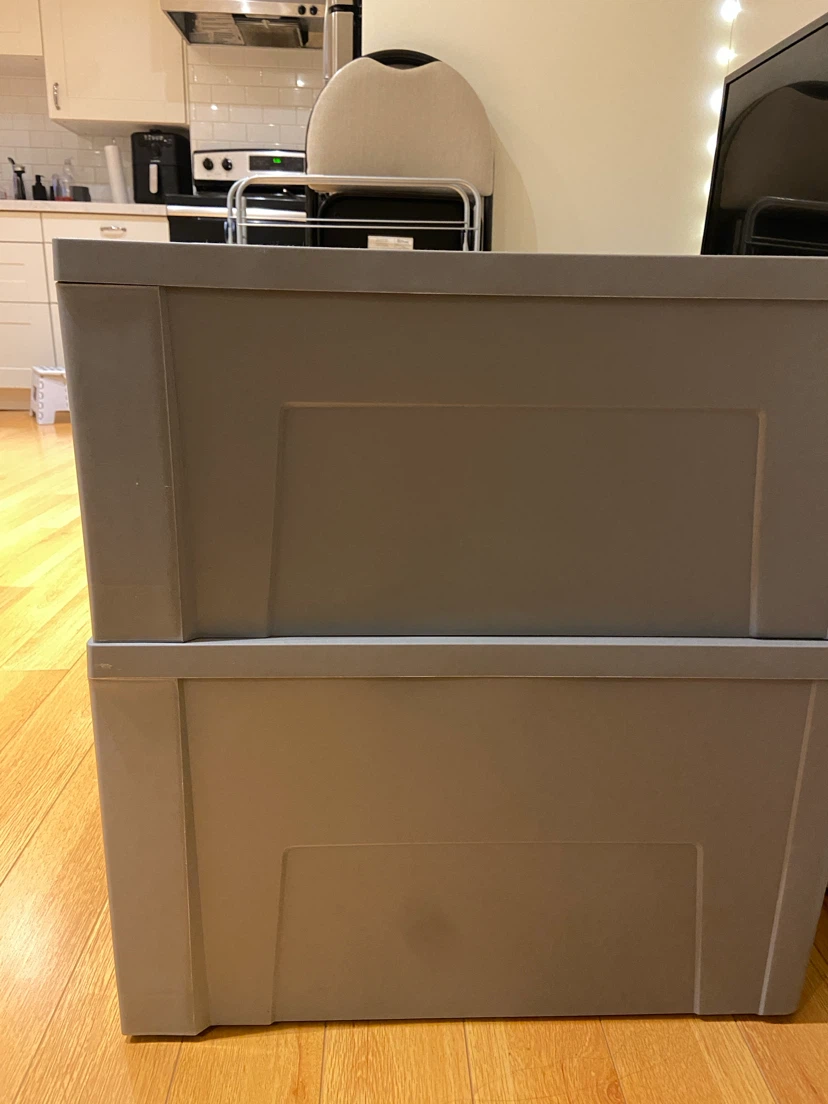 Grey Plastic Storage Drawers - Set of 2 - photo 2