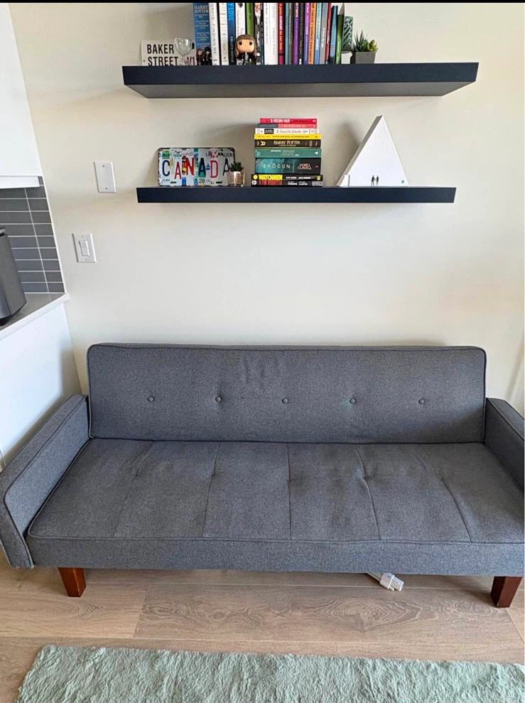 Gray 3-Seater Sofa Bed / Futon – $150