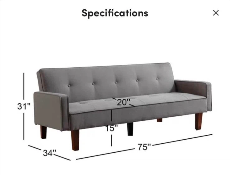 Gray 3-Seater Sofa Bed / Futon – $150 - photo 2