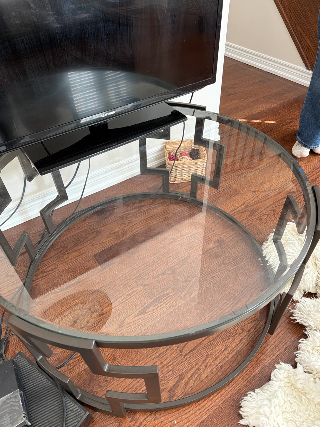 Ashley Glass Top Coffee Table with Metal Base