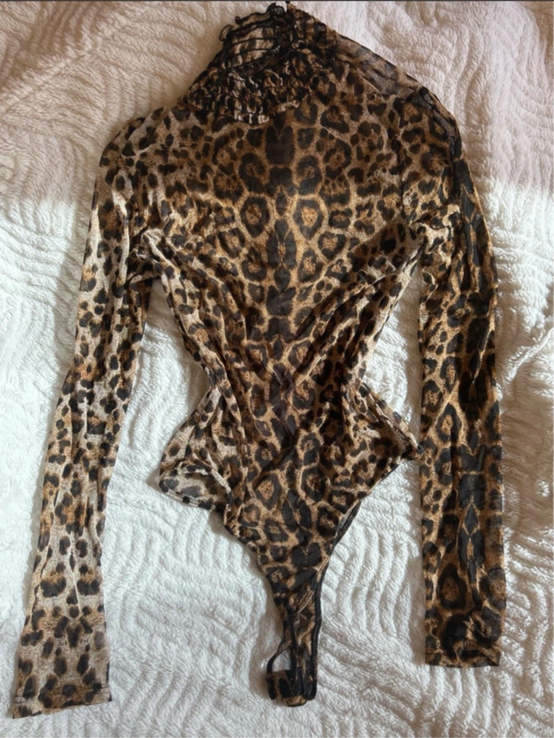 Leopard Print Mesh Bodysuit