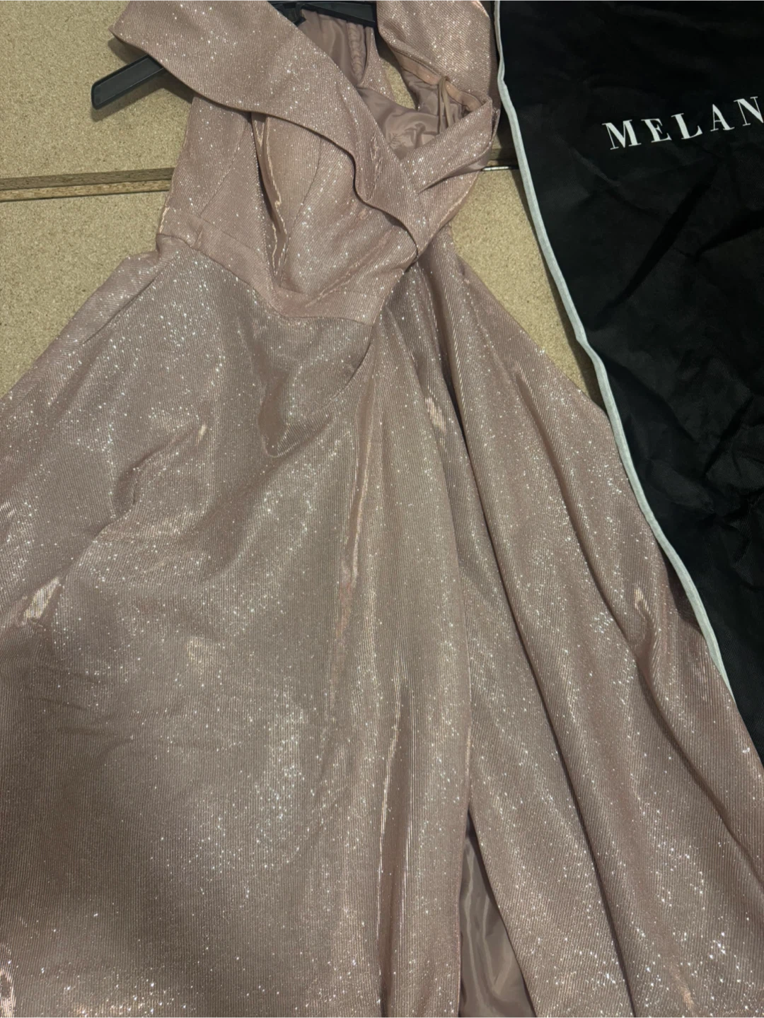 XSCAPE By Melanie Lyne Rose Gold Glitter formal Gown - photo 2