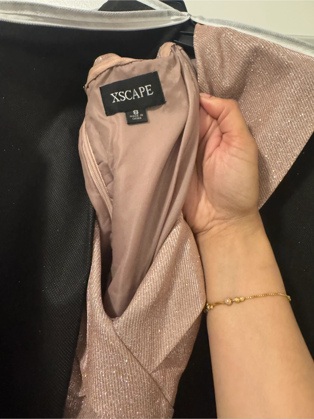 XSCAPE By Melanie Lyne Rose Gold Glitter formal Gown - photo 3
