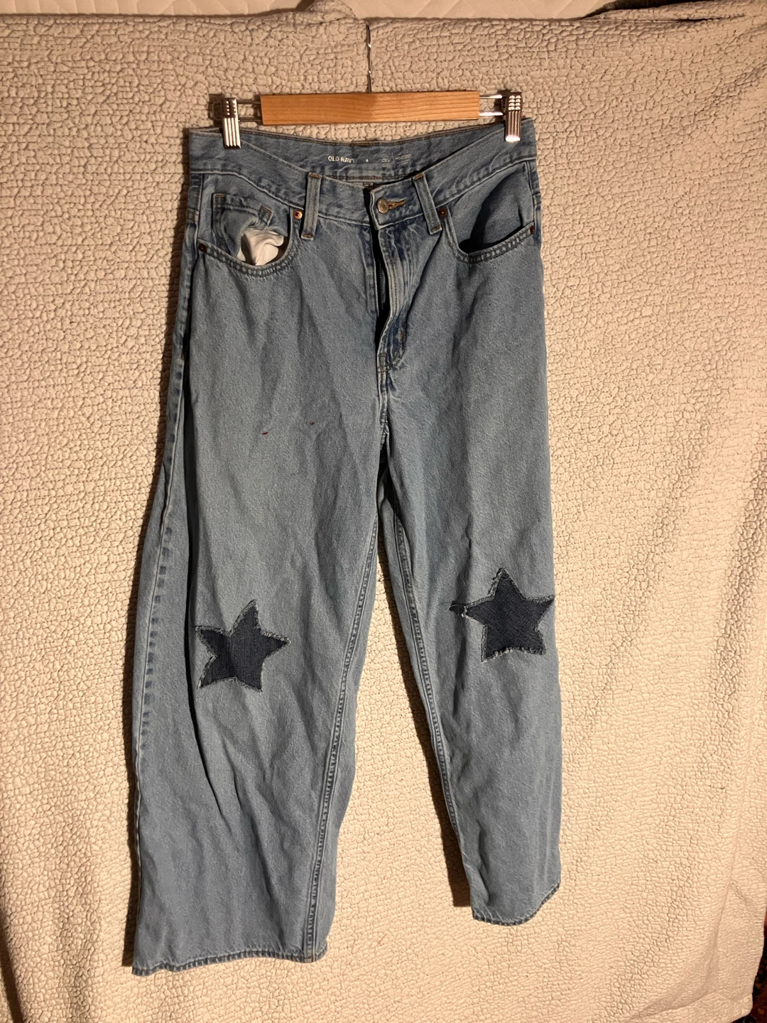 Old Navy Light Wash Jeans with Star Patches - Size 8